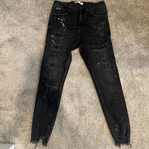 Black Zara Splatter Jeans Men's 31